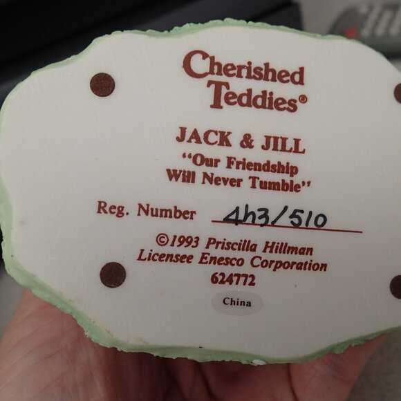 Cherished Teddies Jack and Jill Our Friendship Will Never Tumble - Picture 2 of 7